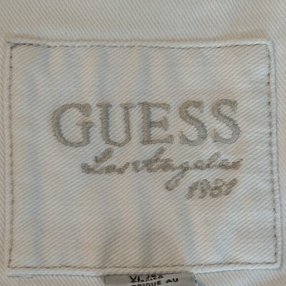 GUESS Los Angeles 1981 White Denim Jacket Women’s XL Stretch Cotton - Picture 5 of 11
